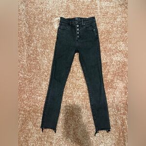 Abercrombie & Fitch Women's Black High Rise Jeans with Raw Hem